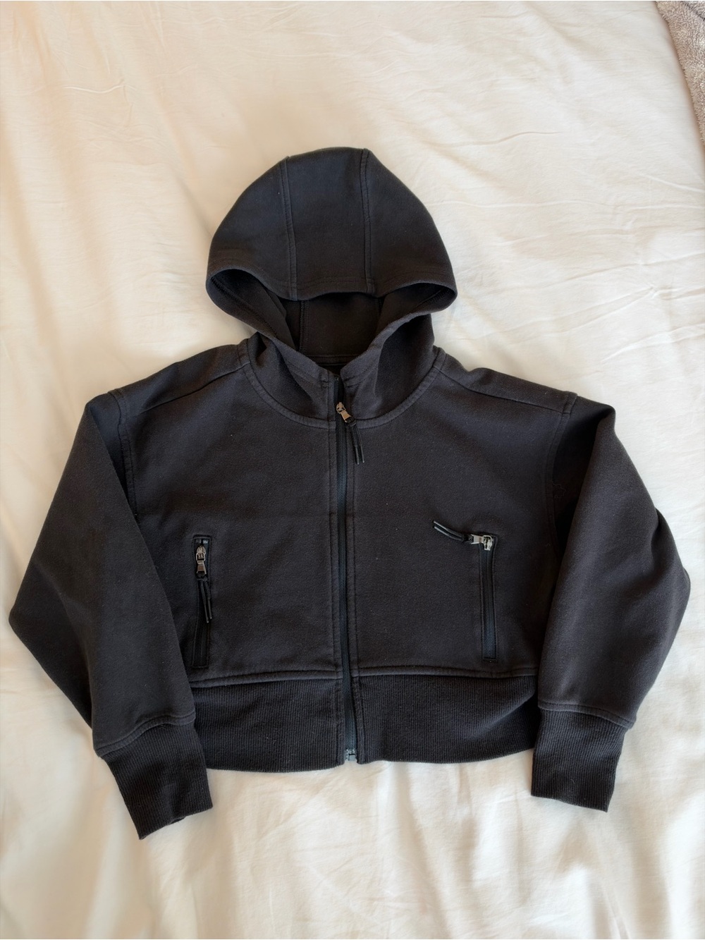 Old Navy Black Girls Hooded Cropped Zip Jacket